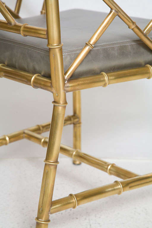 Pair of Italian Brass Bamboo Armchairs 4