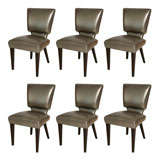 Vintage Set of Six Leather Upholstered Italian Dining Chairs