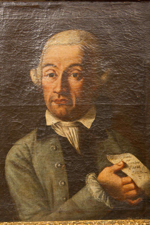 18th Century and Earlier Wonderful Portrait of a Man Holding a Document For Sale