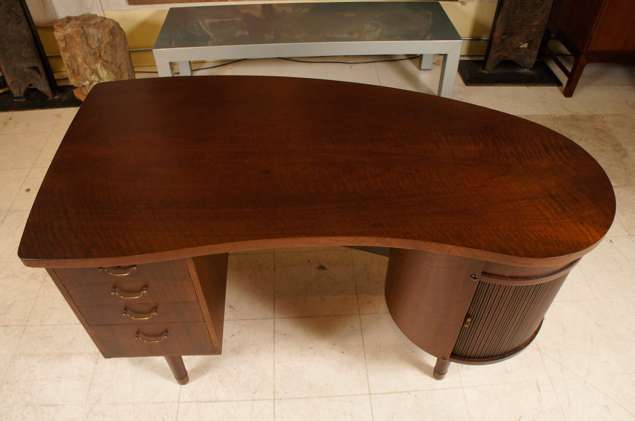 Danish Curved Mahogany Desk by Kai Kristiansen