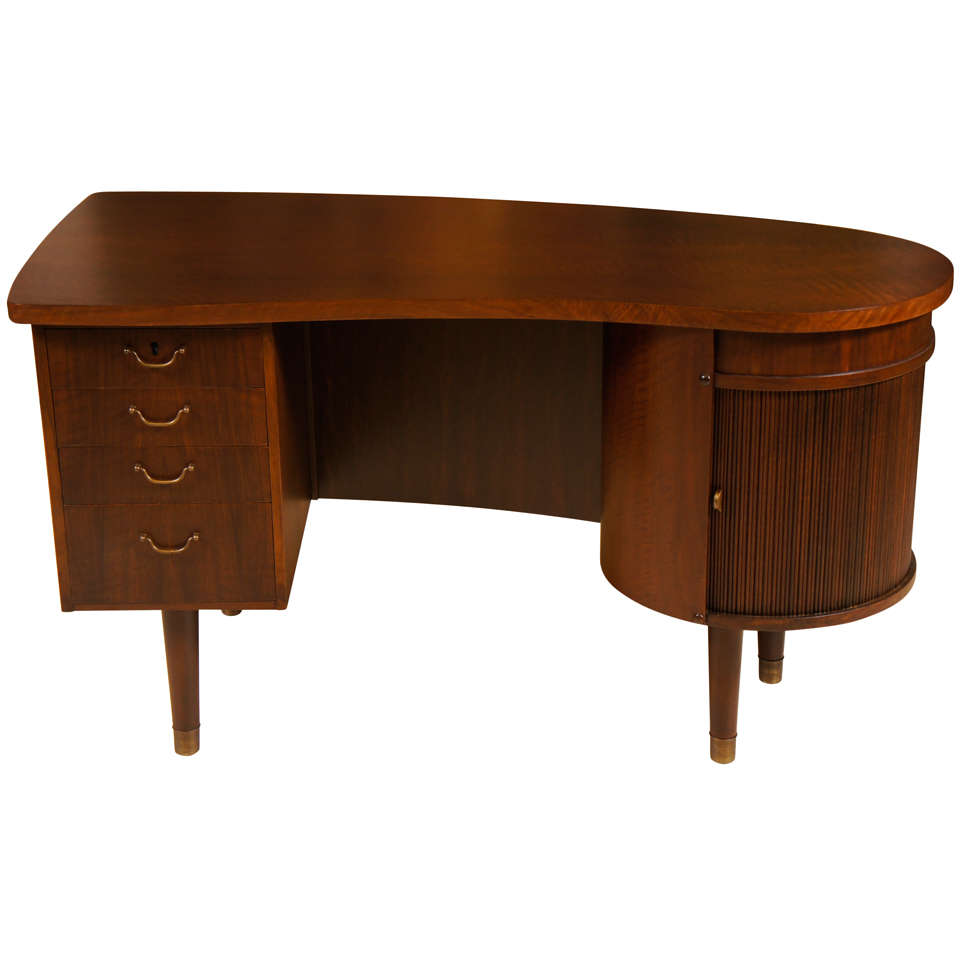 Curved Mahogany Desk by Kai Kristiansen