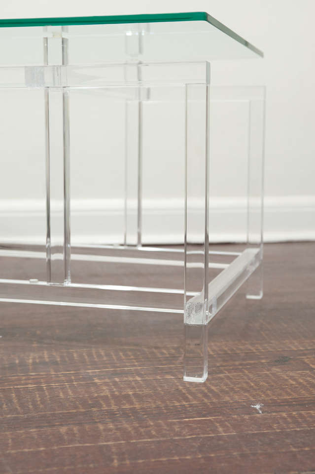 Mid-Century Modern Lucite and Glass Cocktail Table After Komfort