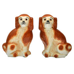 Pair of Vintage Porcelain Staffordshire Dogs