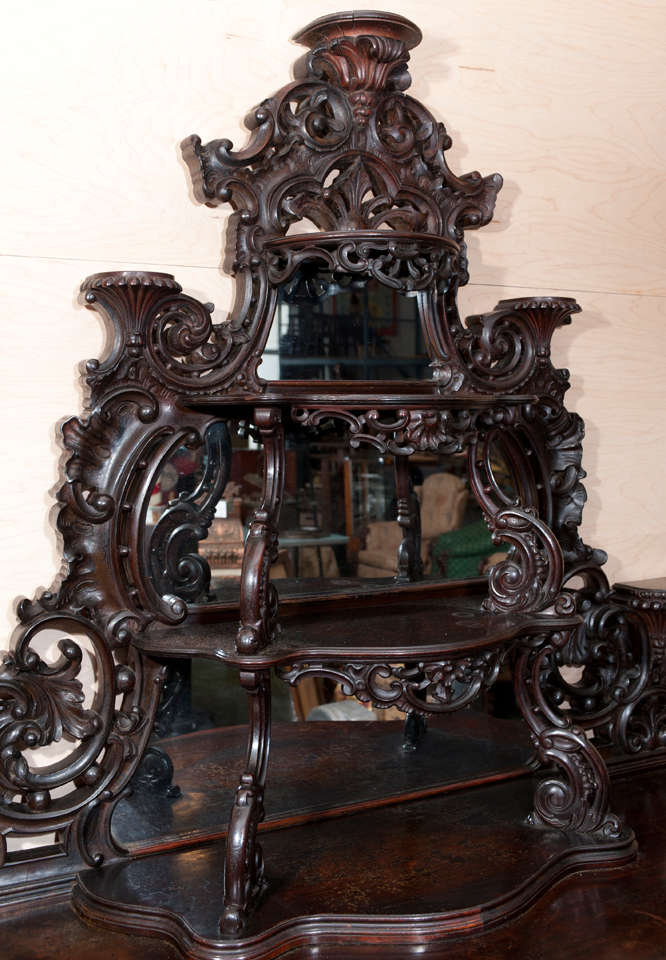 19th Century 19th c. Rosewood Cabinet Based Etagere with mirror by Bembe and Kimball