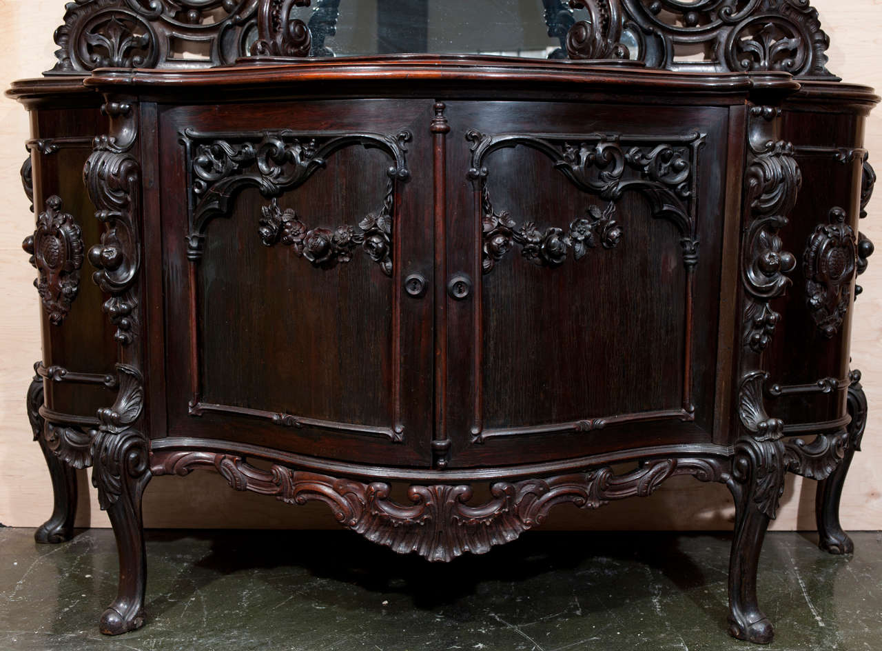 19th c. Rosewood Cabinet Based Etagere with mirror by Bembe and Kimball 2