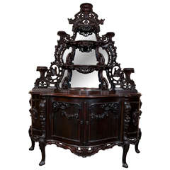 19th c. Rosewood Cabinet Based Etagere with mirror by Bembe and Kimball 