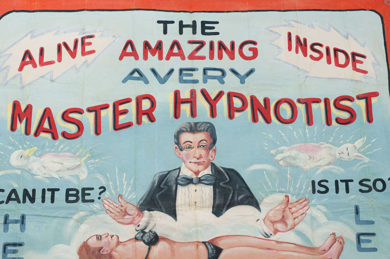 Mid-20th Century Master Hypnotist Banner by Fred G. Johnson For Sale