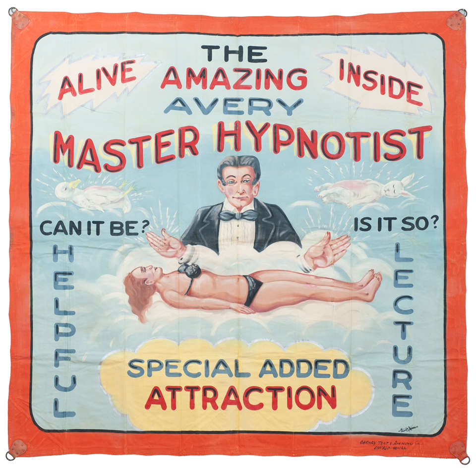 Master Hypnotist Banner by Fred G. Johnson For Sale