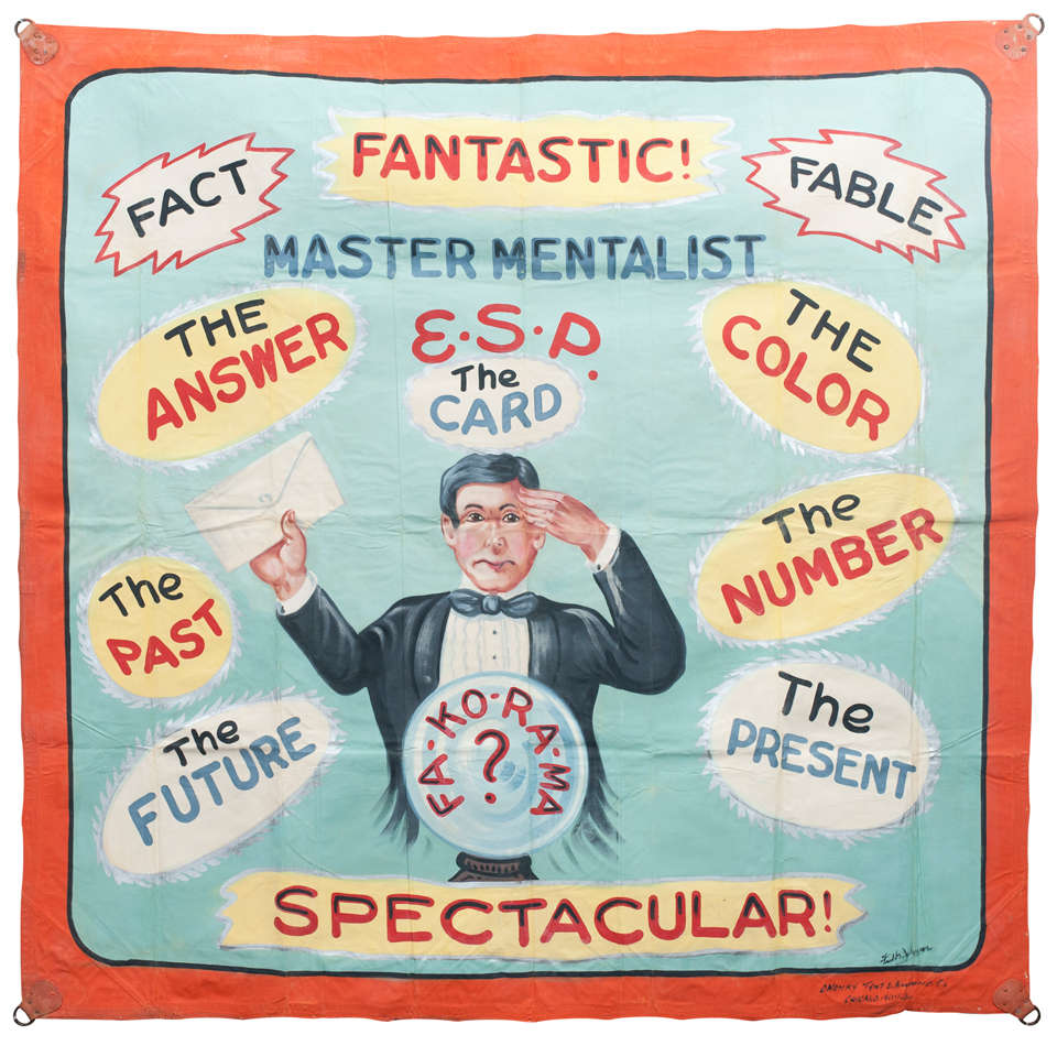 Master Mentalist Sideshow Banner by Fred G Johnson For Sale
