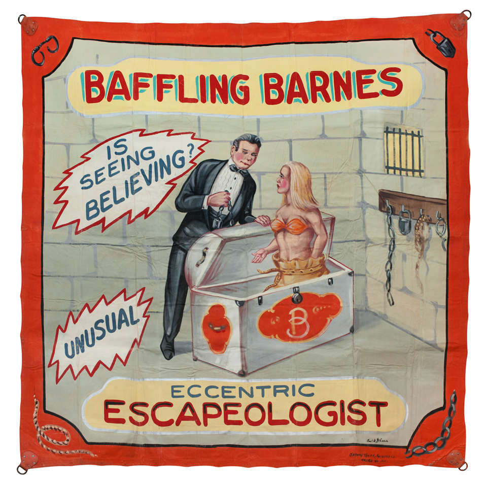 Eccentric Escapeologist Sideshow Banner by Fred G. Johnson For Sale