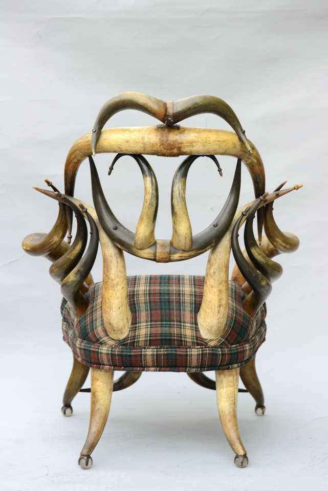American Rare 19c. Wenzel Friedrich Steer Horn Arm Chair