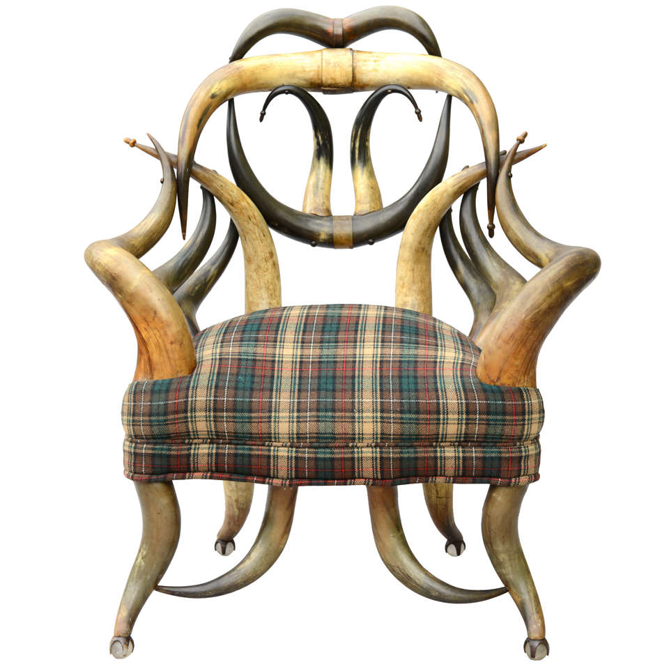 Rare 19c. Wenzel Friedrich Steer Horn Arm Chair