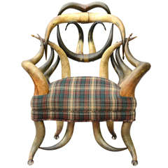 Antique Rare 19c. Wenzel Friedrich Steer Horn Arm Chair