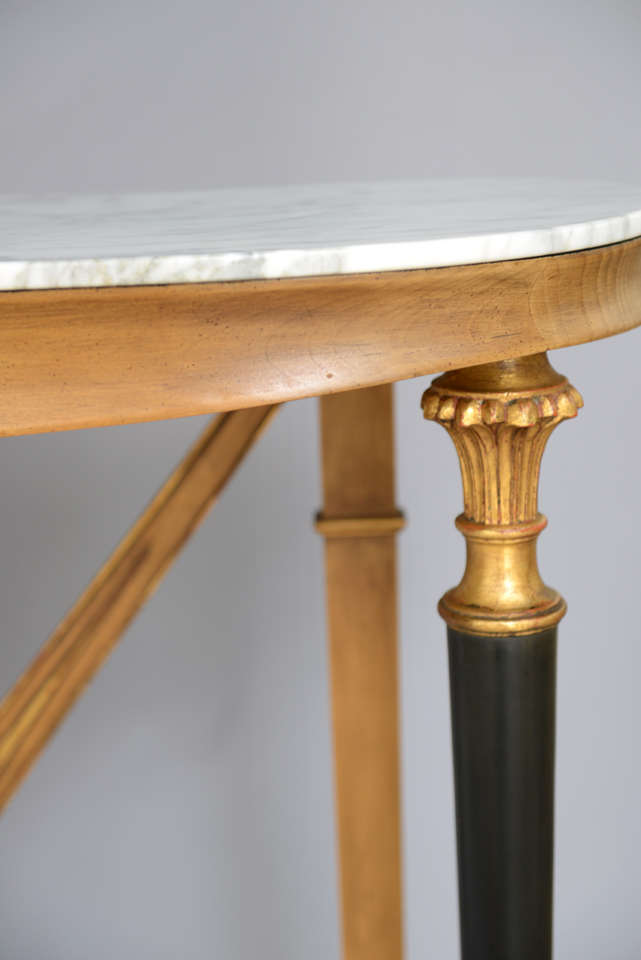 Oval Neoclassical Style Console Table with Marble Top by Palladio In Excellent Condition In West Palm Beach, FL