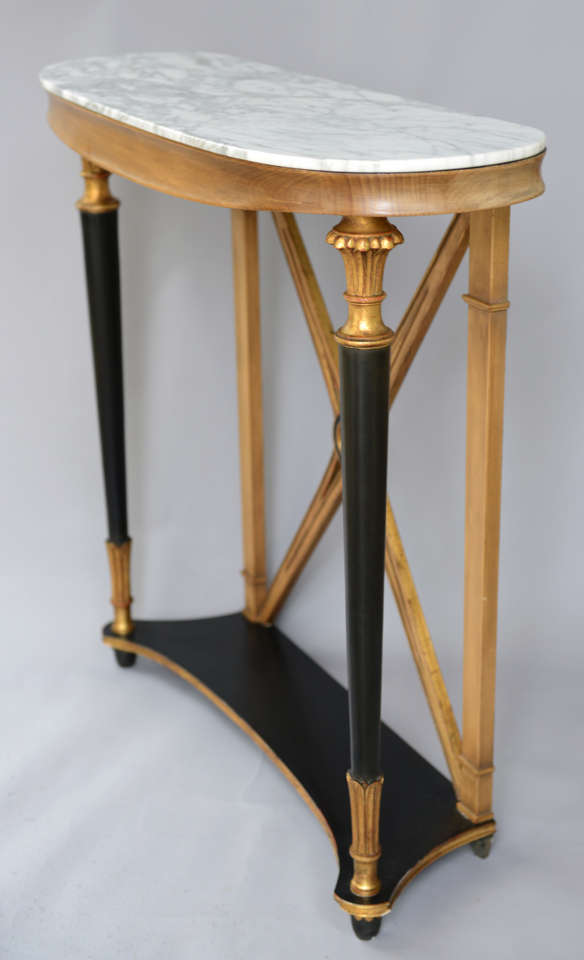 Oval Neoclassical Style Console Table with Marble Top by Palladio 2