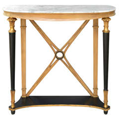 Oval Neoclassical Style Console Table with Marble Top by Palladio
