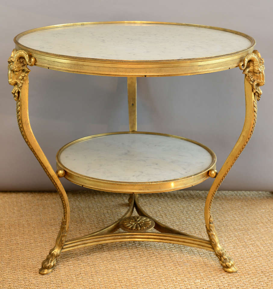 Fine Gueridon of Bronze Doré with Carrera Marble Top