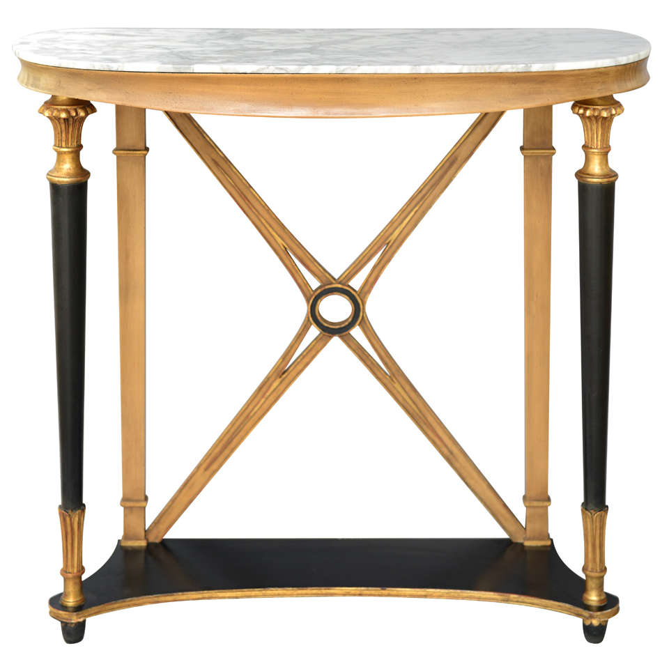 Oval Neoclassical Style Console Table with Marble Top by Palladio at
