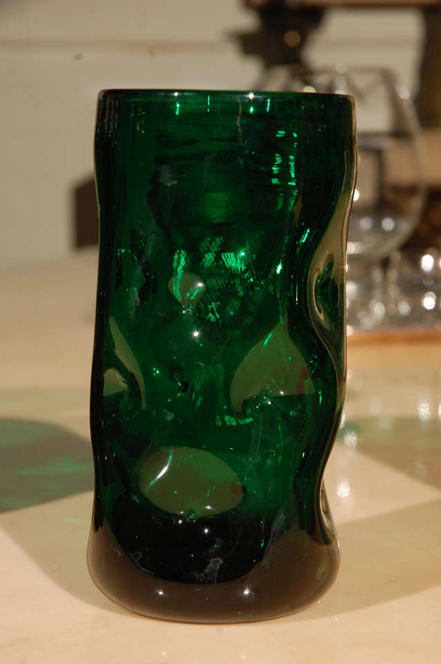 20th Century Emerald Green Blenko Glassware Set