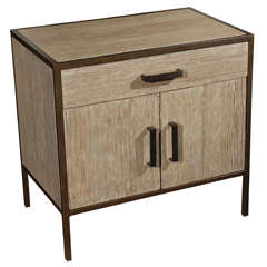 Paul Marra Distressed Fir Nightstand with Embossed Faux Bronze Framing