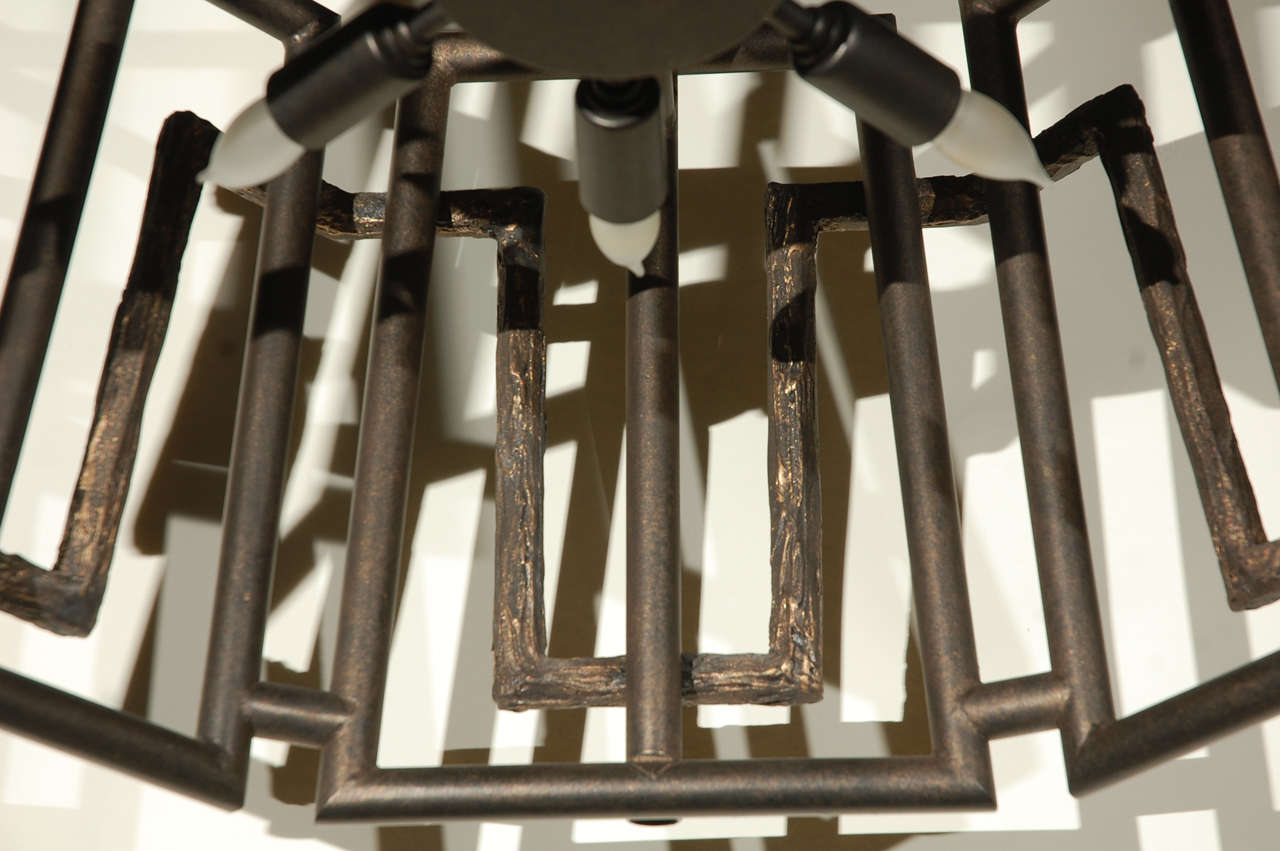 Paul Marra Trellis Chandelier in Oil Rubbed Bronze In Excellent Condition For Sale In Los Angeles, CA