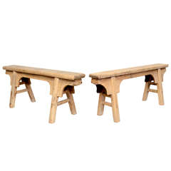A Pair of Antique Chinese Benches 19th Century