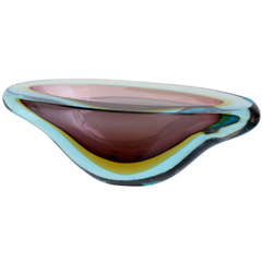 Stunning Italian Murano Seguso Sommerso Glass Bowl