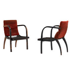 Thonet Bentwood Armchairs with Original Upholstery, 1950s 1