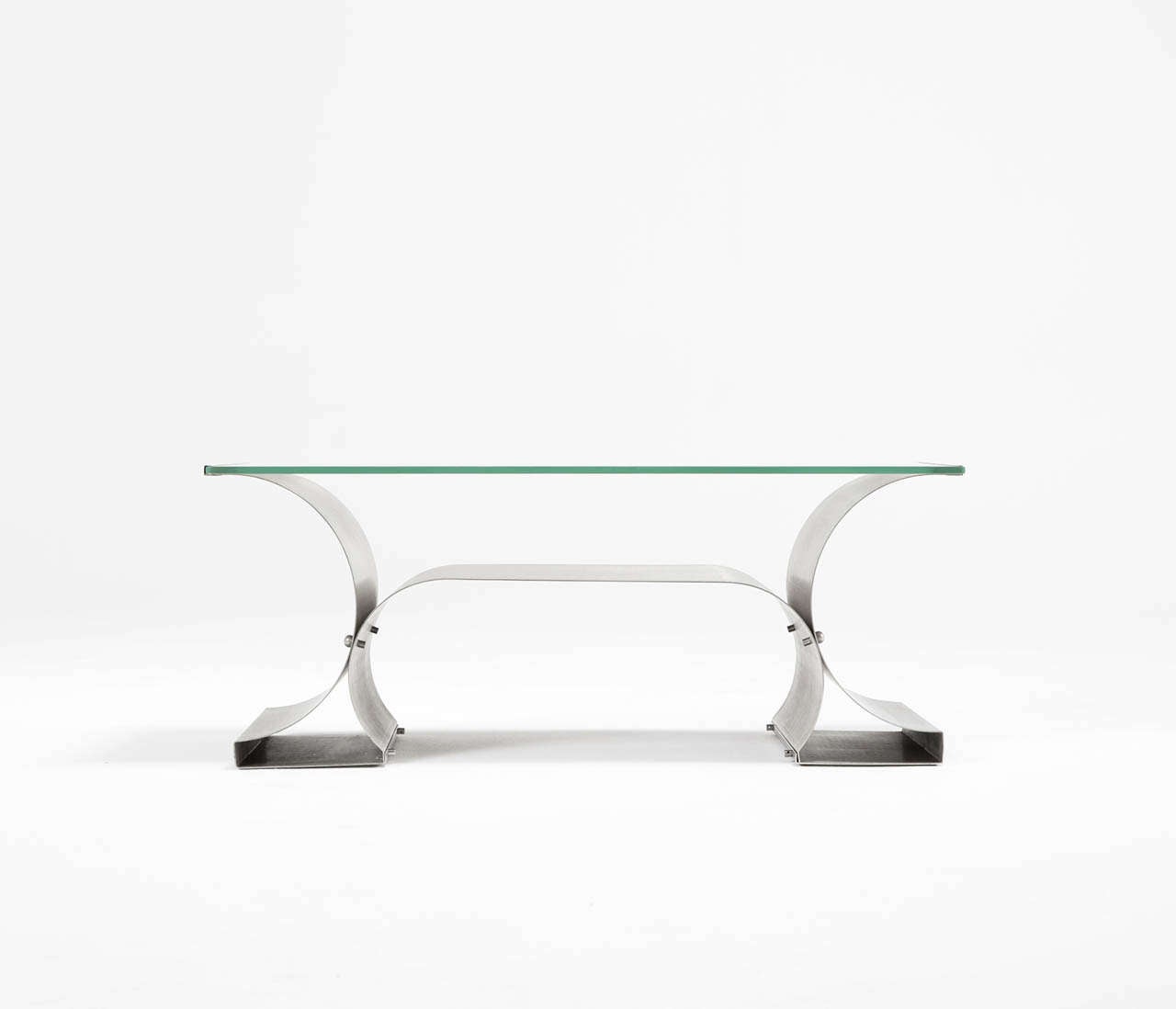 Mid-Century Modern Michel Boyer Stainless Steel Coffee Table from the 'X Series'