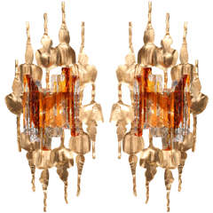 Pair of Brutalist Wall Sconces