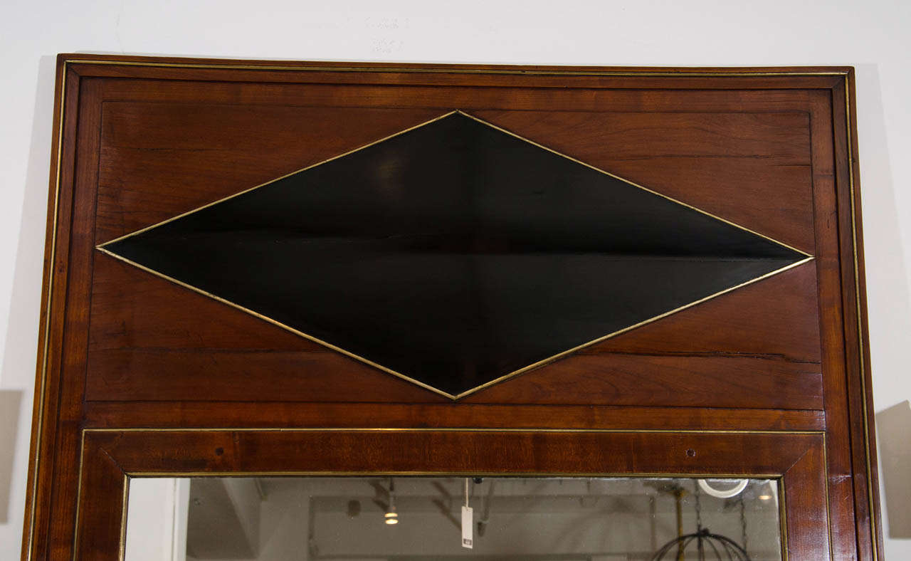 18th Century French Empire Mahogany Trumeau Wall Mirror, circa 1780 In Excellent Condition In New York, NY