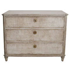 Ribbed Gustavian Three Drawer Commode