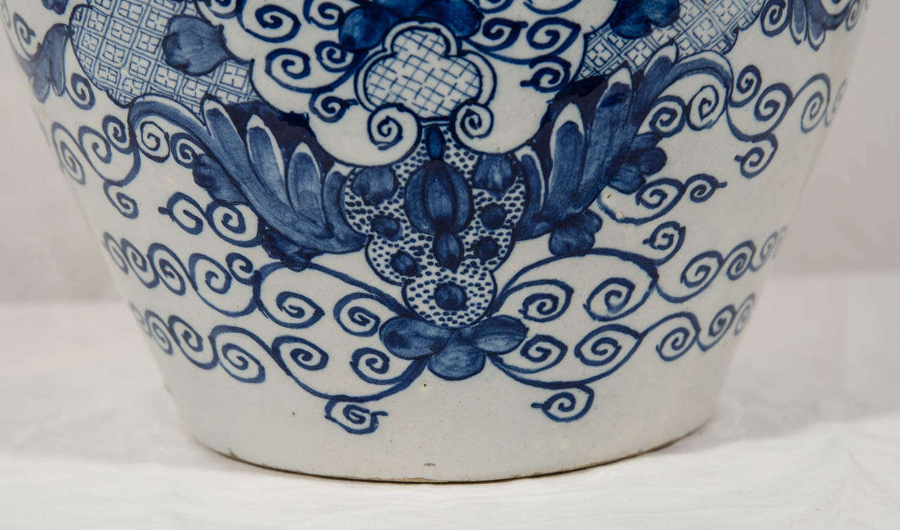 19th Century A Dutch Delft Blue and White Tobacco Jar