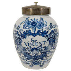 A Dutch Delft Blue and White Tobacco Jar