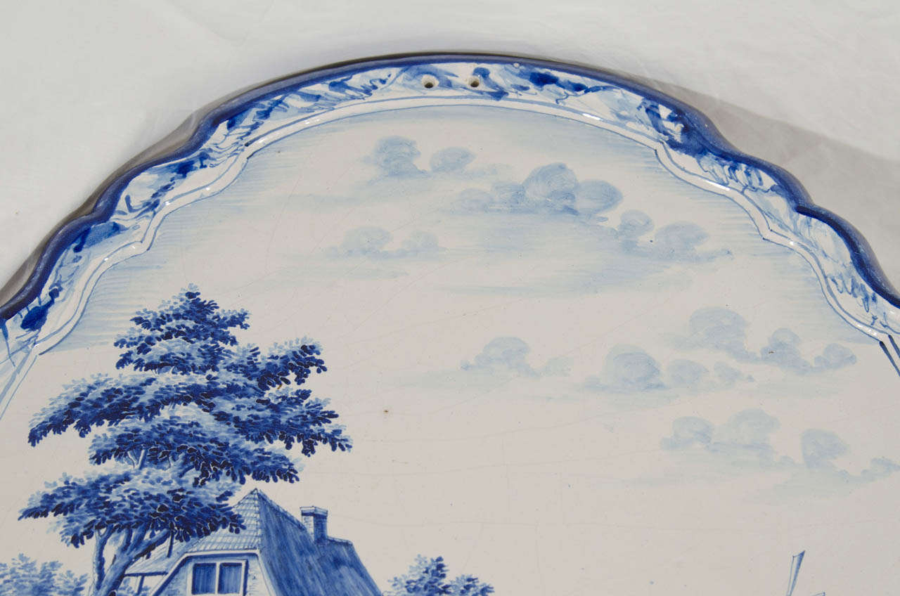 19th Century A Large Blue and White Dutch Delft Wall Plaque
