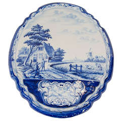 A Large Blue and White Dutch Delft Wall Plaque