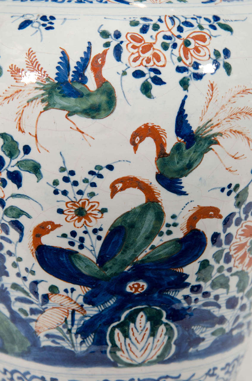 Rococo A Pair of Dutch Delft Polychrome Covered Jars