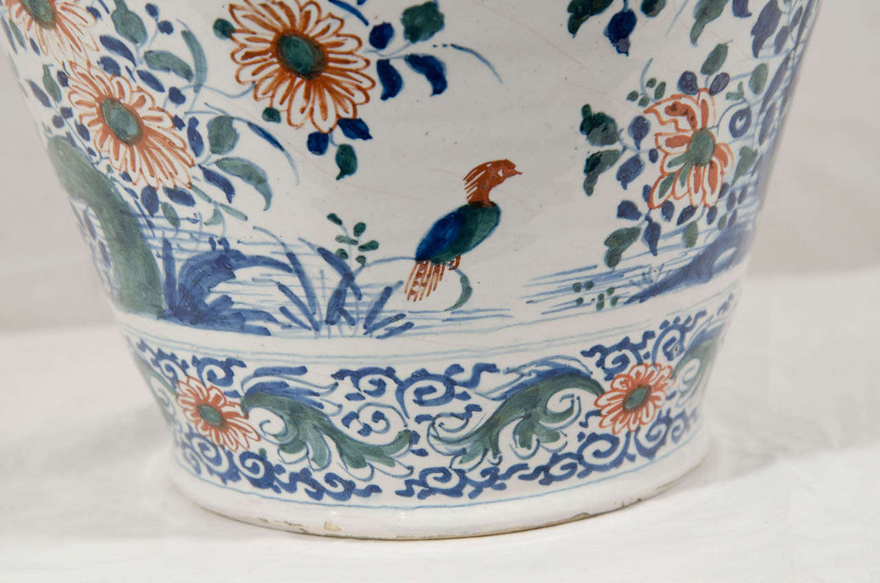 A Pair of Dutch Delft Polychrome Covered Jars 3