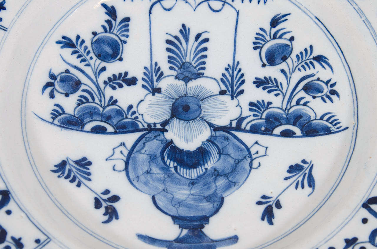 Rococo A Pair of Dutch Delft Blue and White Chargers