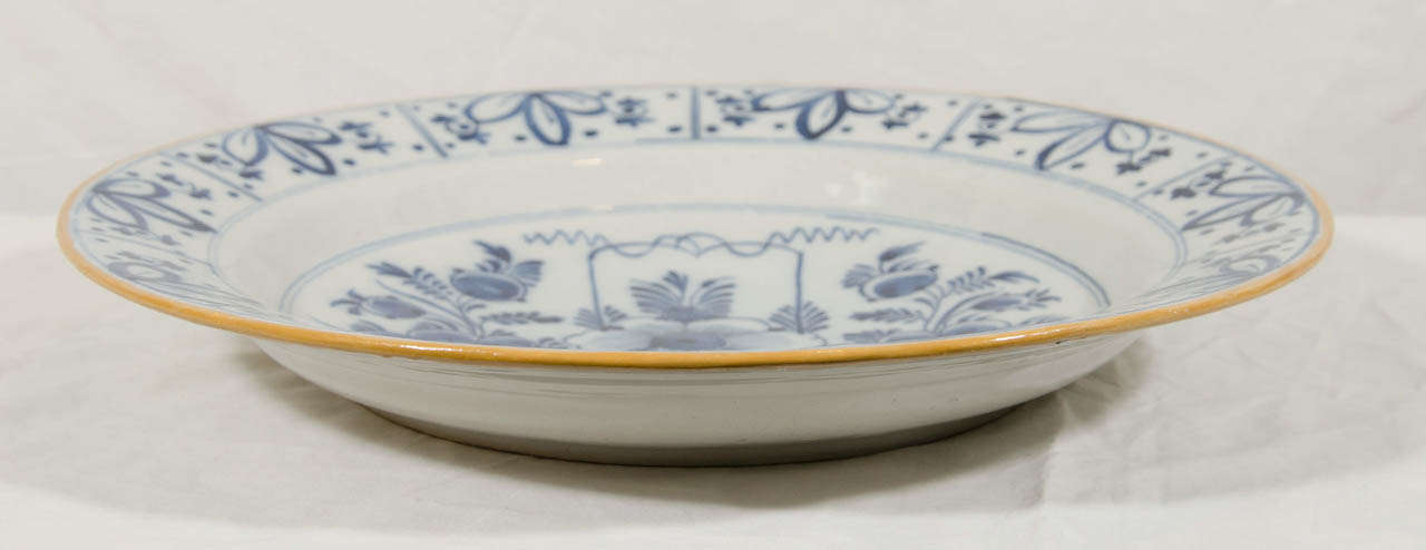 18th Century and Earlier A Pair of Dutch Delft Blue and White Chargers