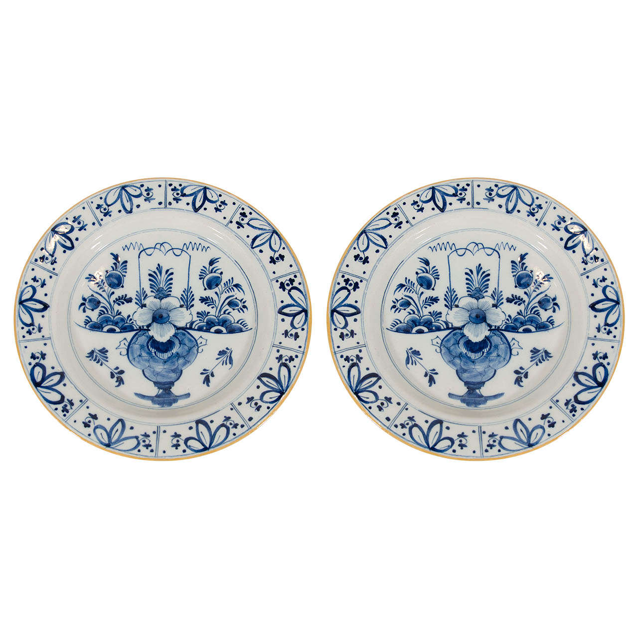 A Pair of Dutch Delft Blue and White Chargers