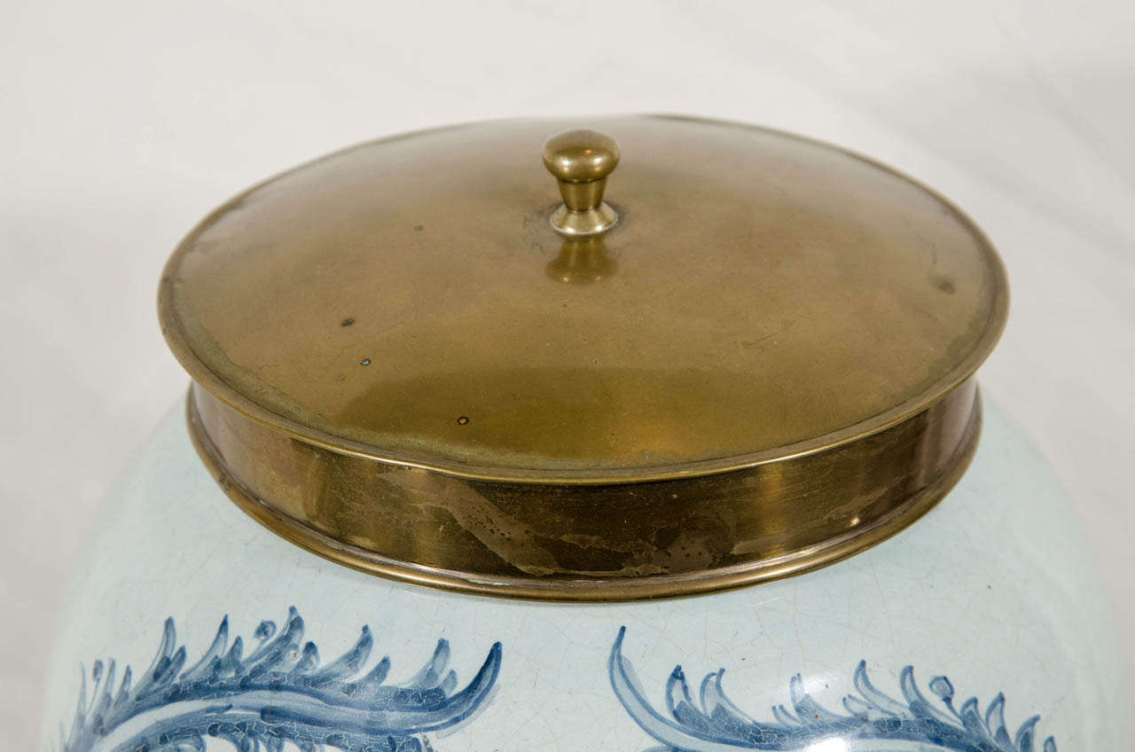 Rococo Ancien pot à tabac bleu et blanc de Delft:: daté de 1804