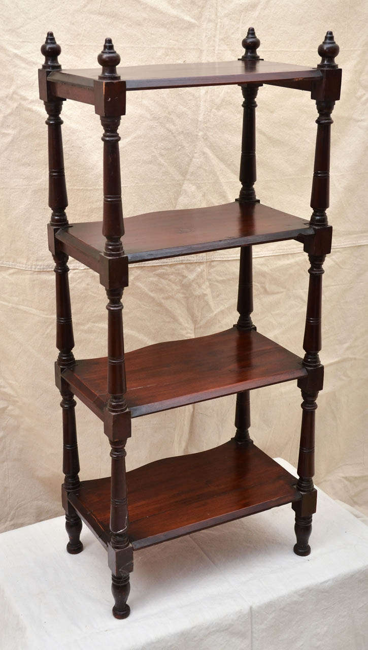 English Victorian Four Tier Etagere with Serpentine Shaped Shelves 1