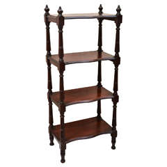 English Victorian Four Tier Etagere with Serpentine Shaped Shelves