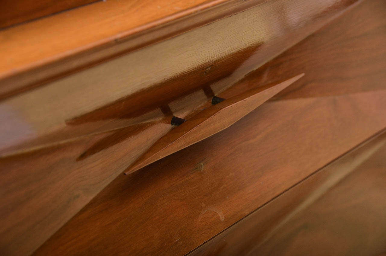 Metal Mid Century Walnut Cabinet on Two Drawer Chest