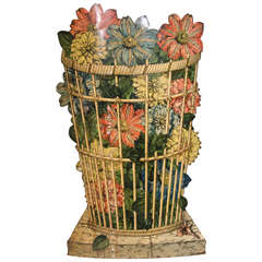 Piero Fornasetti Open Umbrella Stand, 1960s, Decorated with Flowers in Basket