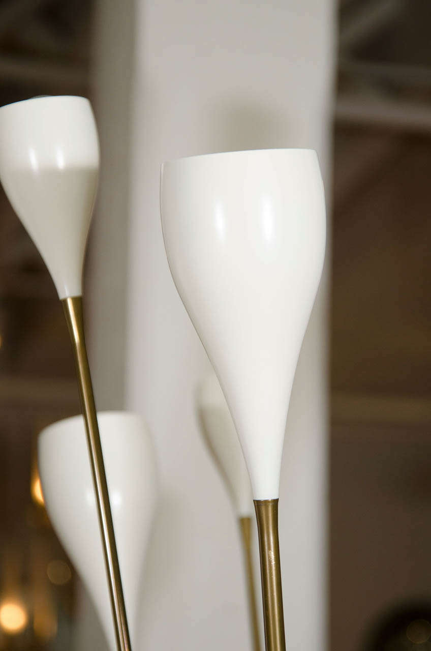 Mid-Century Modern Angelo Lelli Floor Lamp with Multiple Lights with White Shades