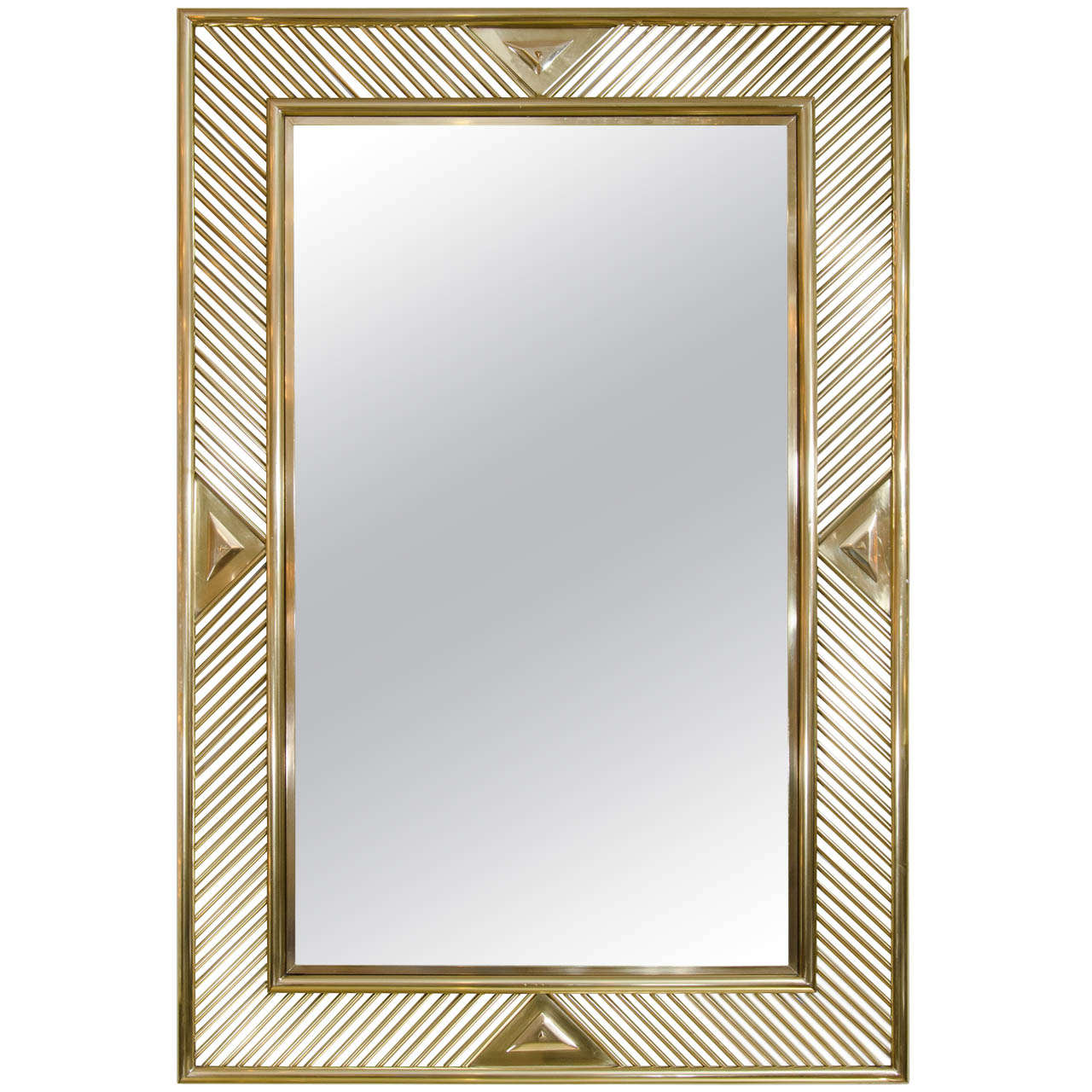 Brass Mirror With Geometric Openwork Surround