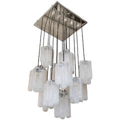 Large Flush Mount Ceiling Fixture with Suspended "Ice" Elements by Kalmar