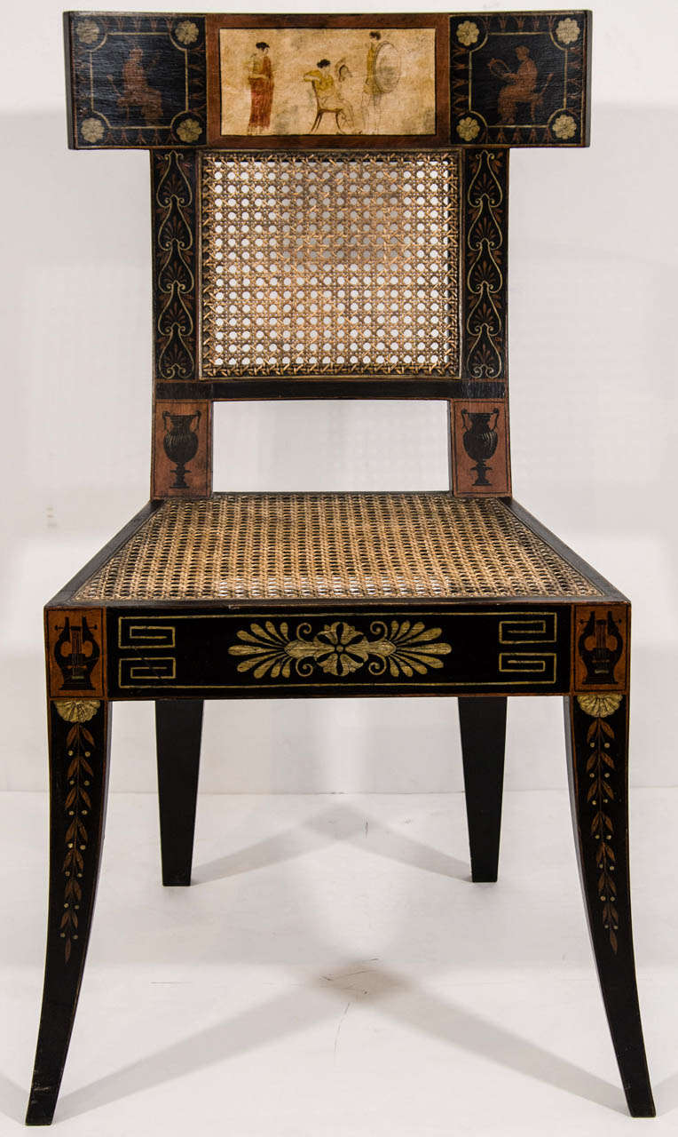 A Polychrome Decorated Klismos Chair in the manner of George Bridport (1783-1819)